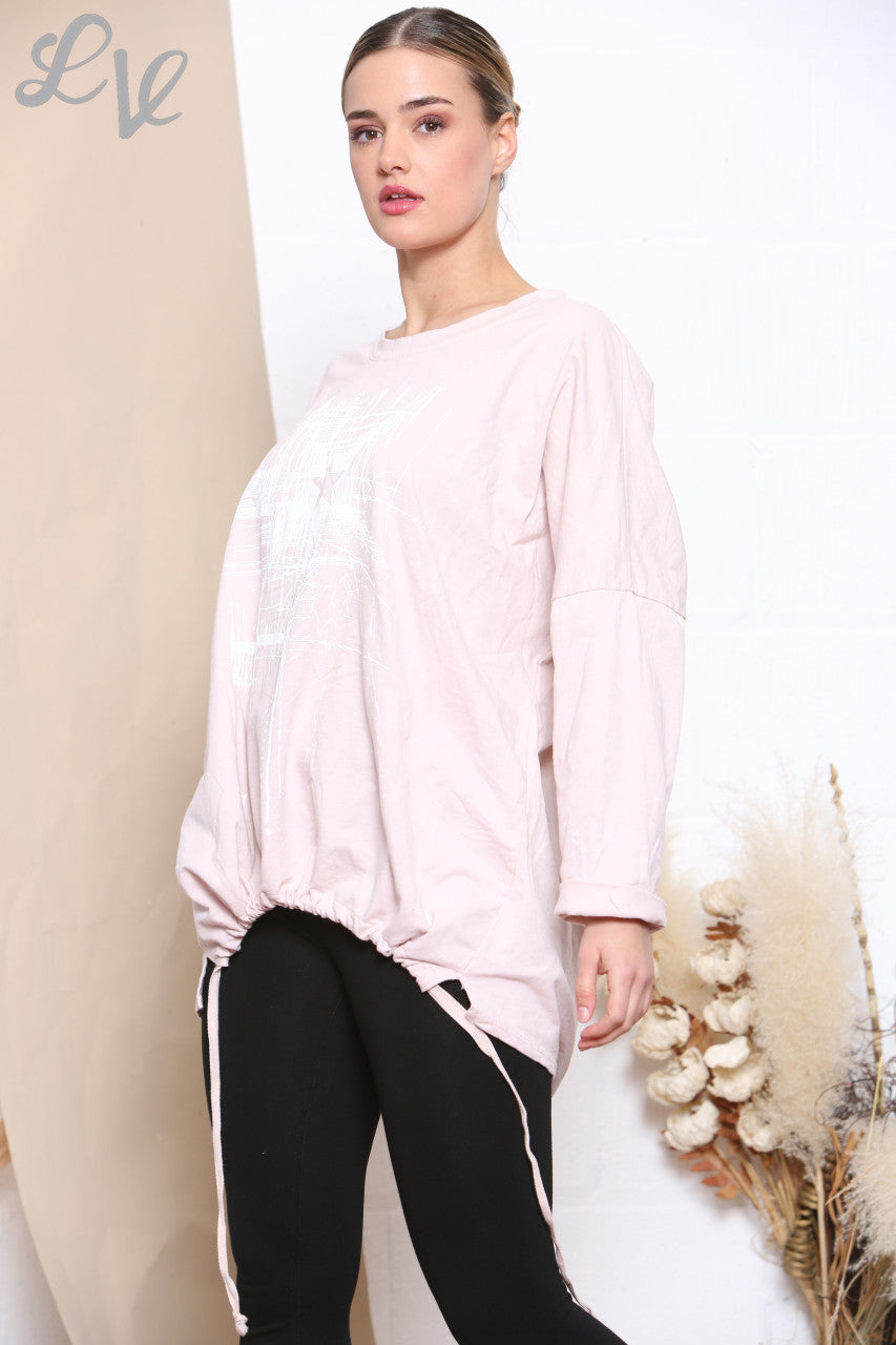 Dames Sweatshirt met sterrenprint Stoffig roze