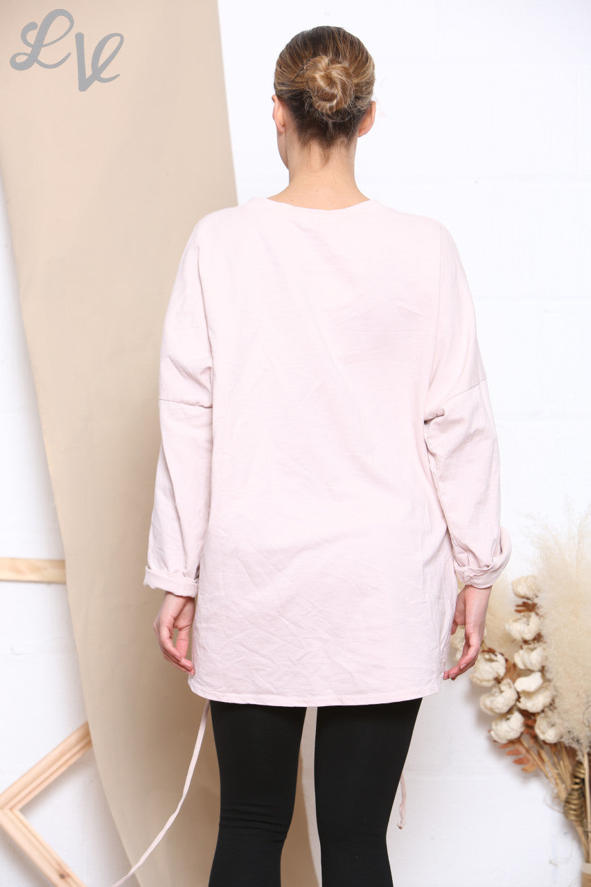 Dames Sweatshirt met sterrenprint Stoffig roze