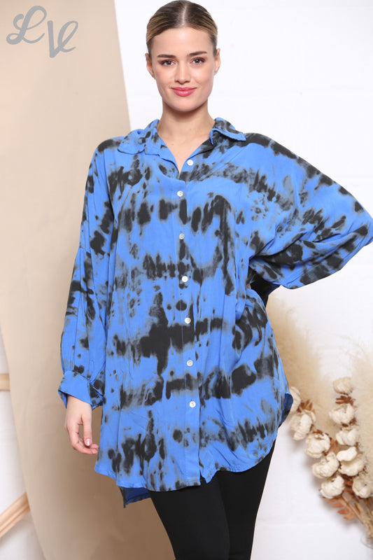Dames Tie Dye T-shirt Top Koningsblauw