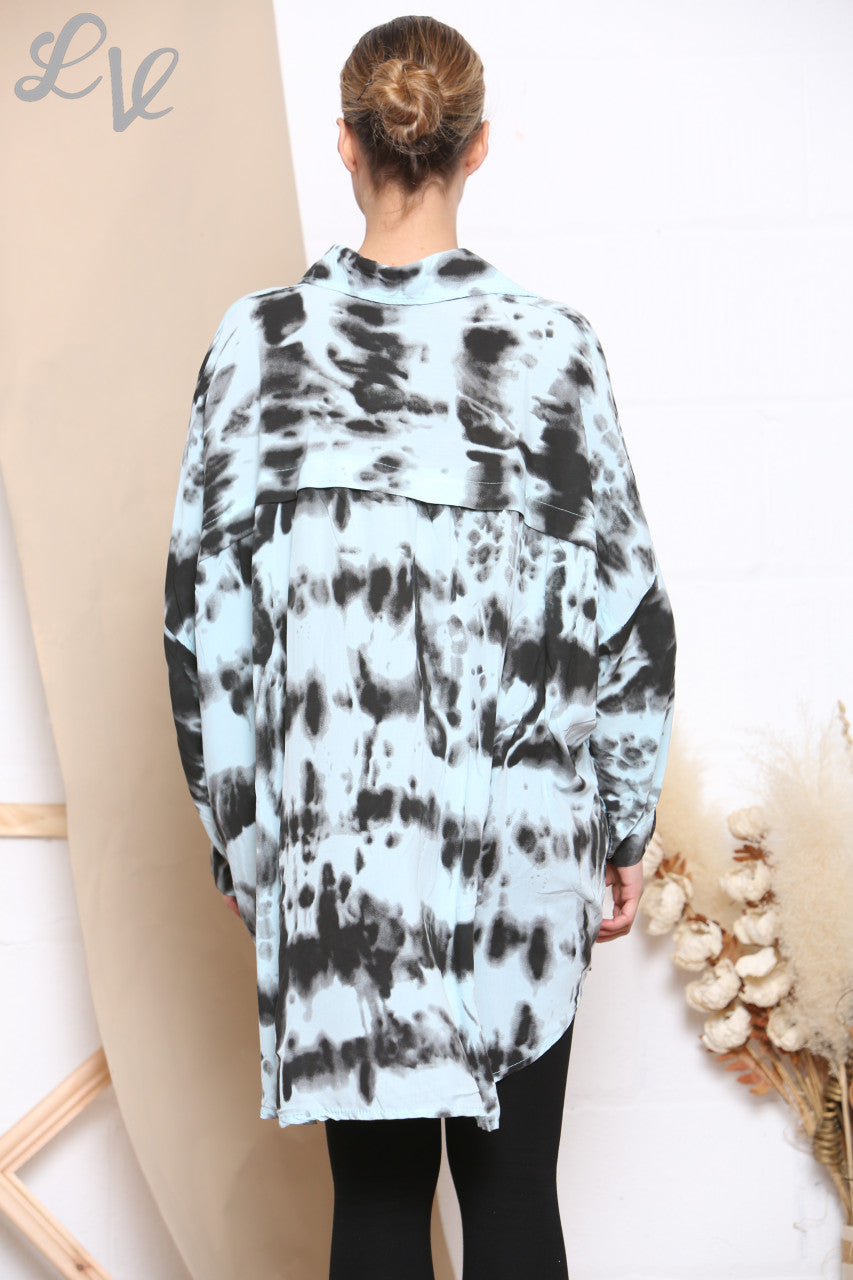 Dames Tie Dye Print Shirt Top Mint