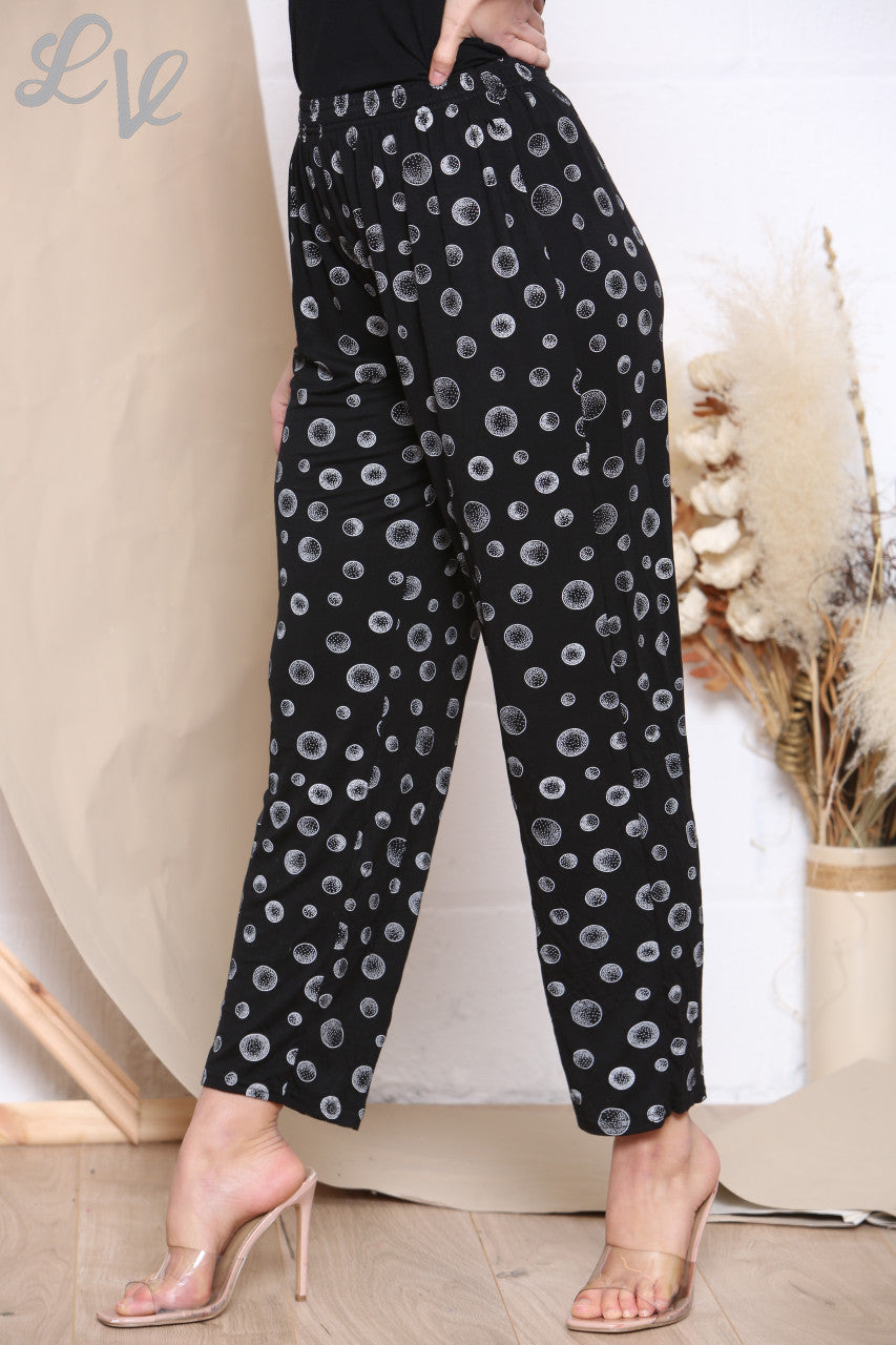 Ladies Bubble Print Trousers Black