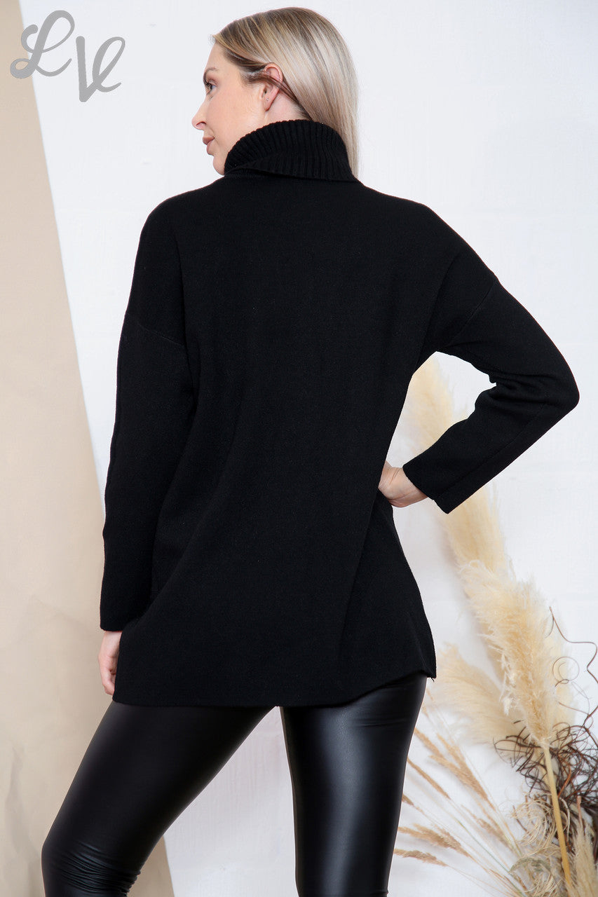Dames Geribbelde Coltrui Top Zwart Stukprijs €19,99