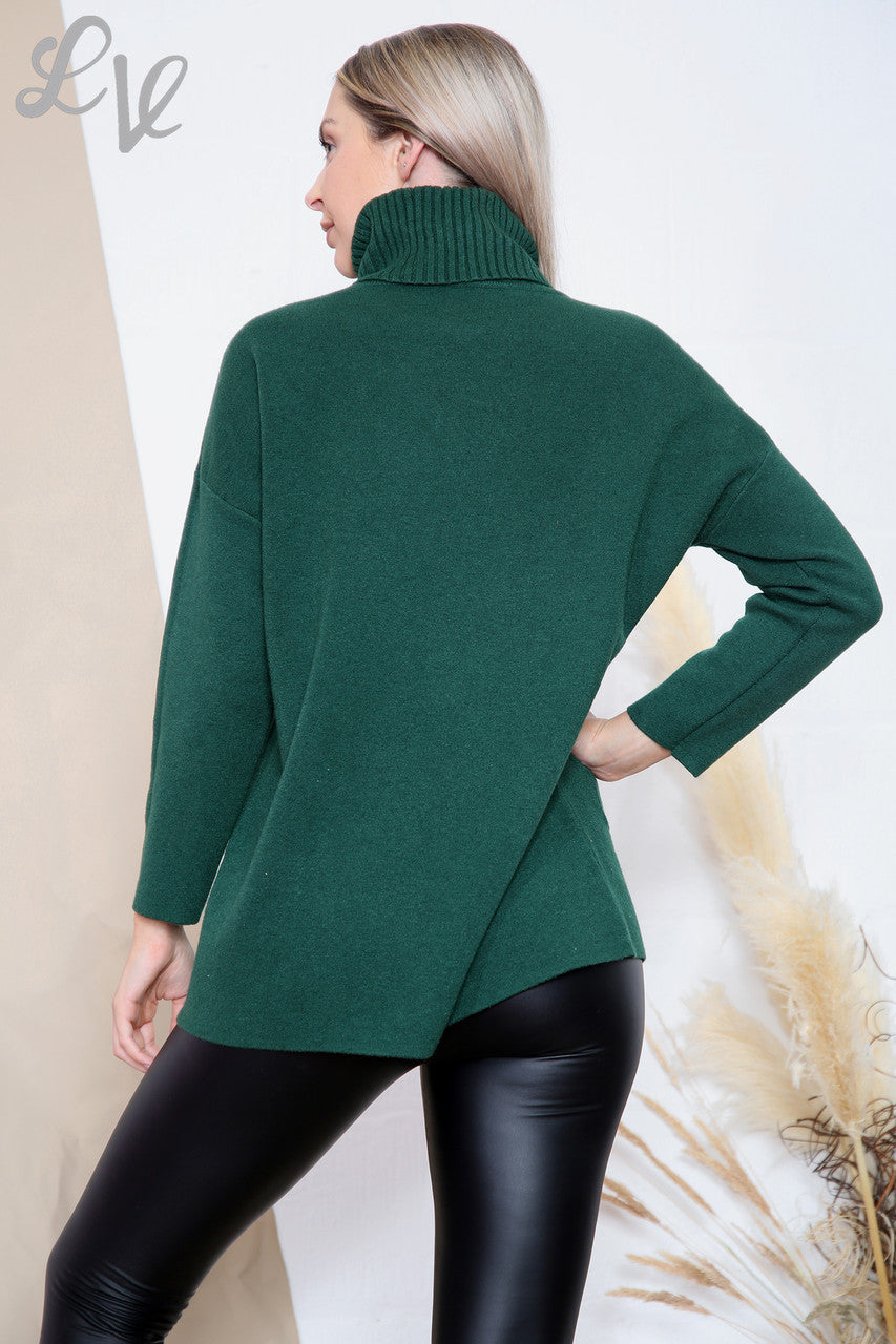 Dames geribde coltrui groen per stuk € 19,99