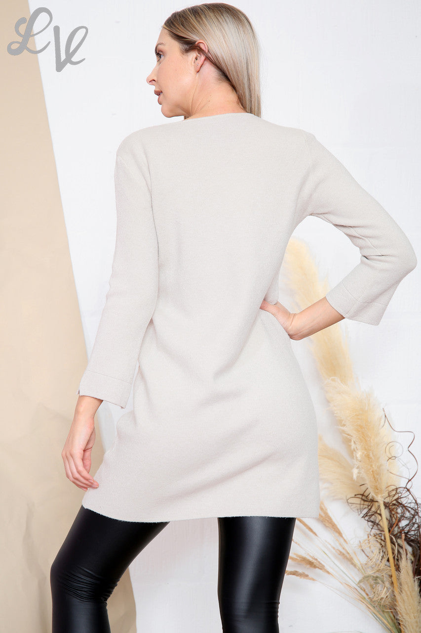Ladies Knitted Dress Tunic Stone Unit Price WAS £17.99 NOW £11.99