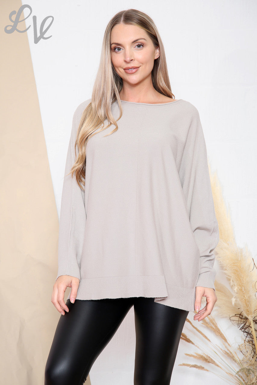 Ladies Fine Knit Plain Jumper Top Stone Unit Price WAS £14.99 NOW £7.99