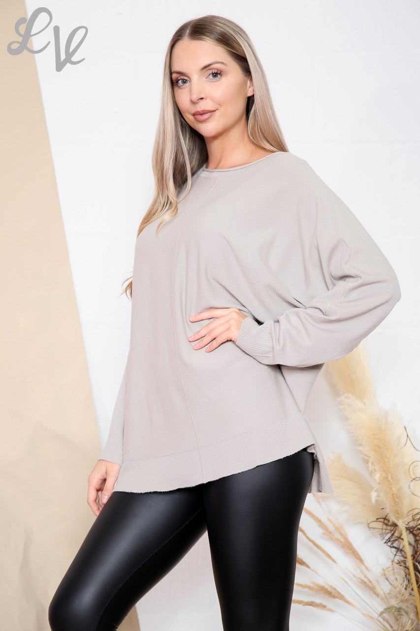 Ladies Fine Knit Plain Jumper Top Stone Unit Price WAS £14.99 NOW £7.99