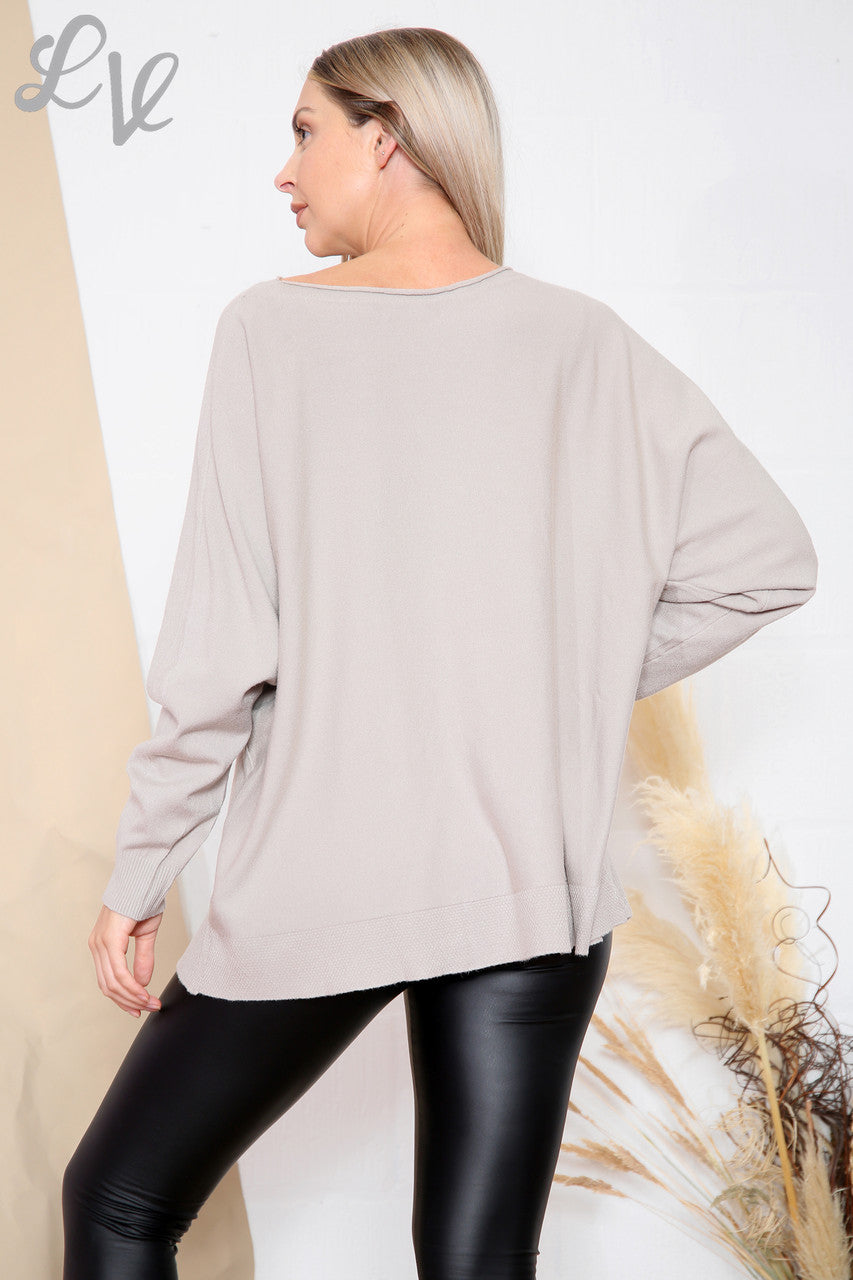 Ladies Fine Knit Plain Jumper Top Stone Unit Price WAS £14.99 NOW £7.99