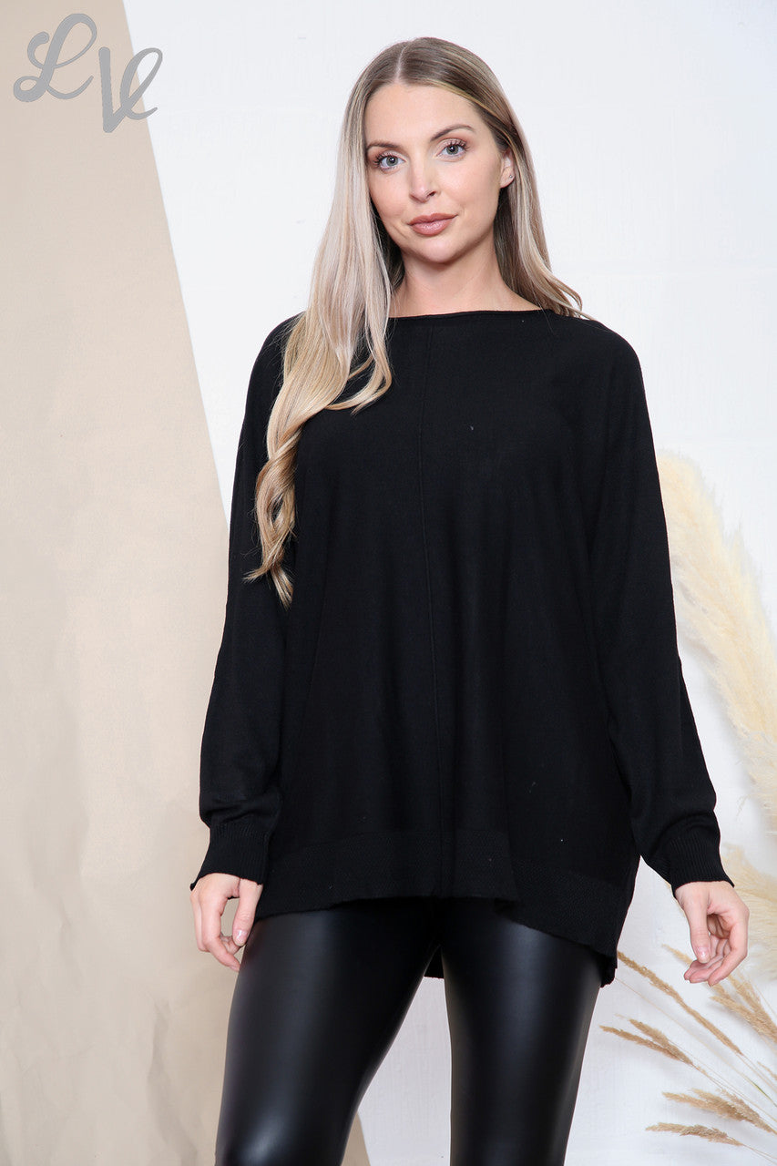 Ladies Fine Knit Plain Jumper Top Black Unit Price £13.99