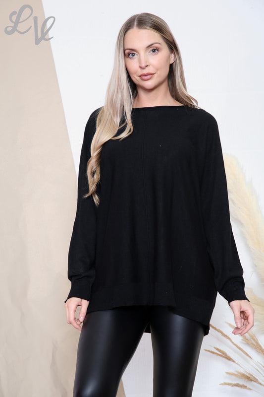 Dames Fijne Gebreide Effen Trui Top Zwart Prijs per stuk € 13,99