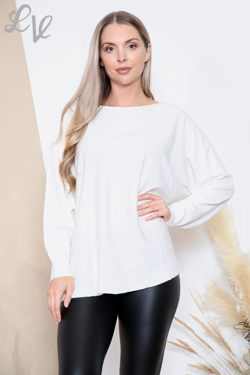 Dames Fijn Gebreide Effen Jumper Top Wit Stukprijs WAS £14.99 NU £7.99