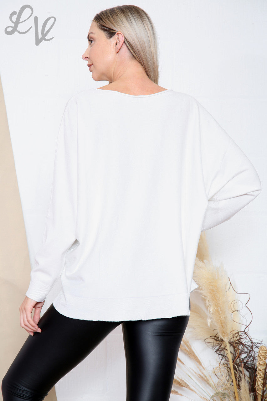 Dames Fijn Gebreide Effen Jumper Top Wit Stukprijs WAS £14.99 NU £7.99