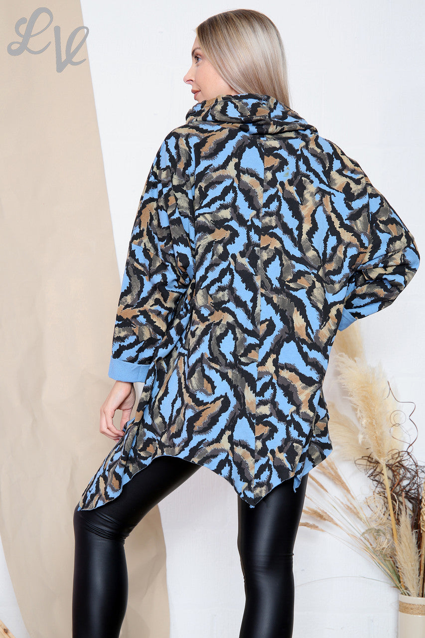Ladies Tiger Print Cowl Neck Top Denim Unit Price £11.99