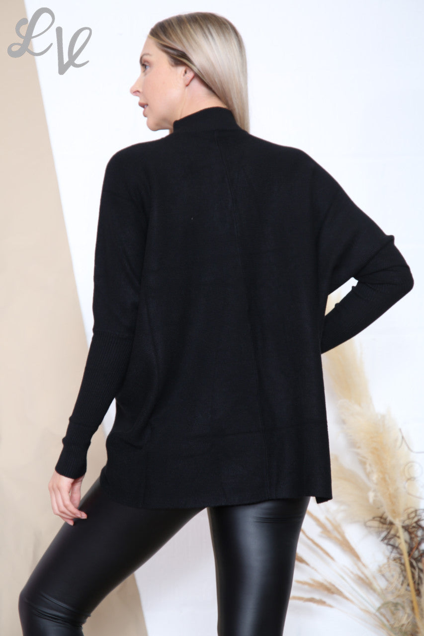 Ladies High Neck Ribbed Jumper Black Unit Price £16.99