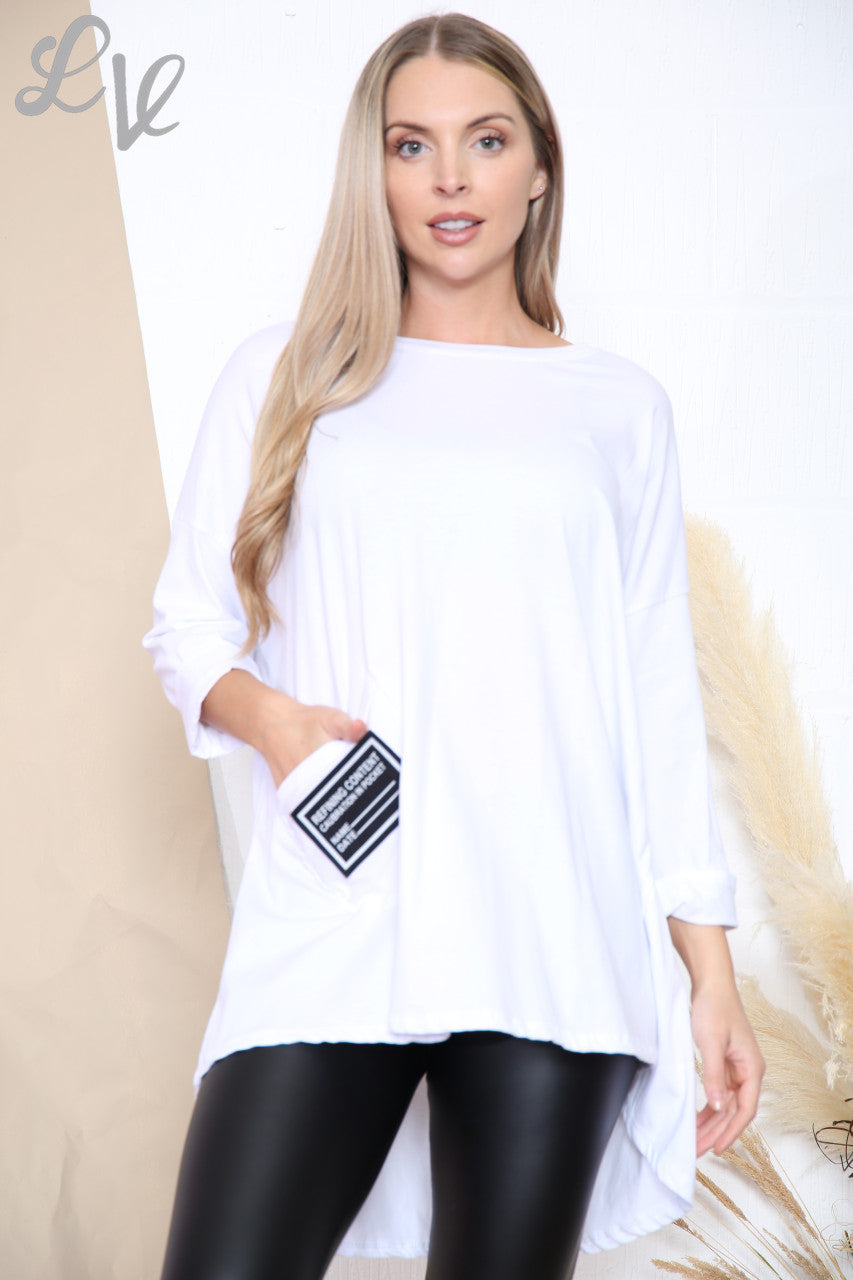 Ladies Badge Pocket Front Top White Unit Price £8.99