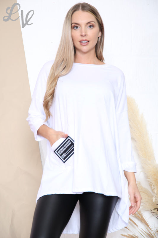 Ladies Badge Pocket Front Top White Unit Price £8.99