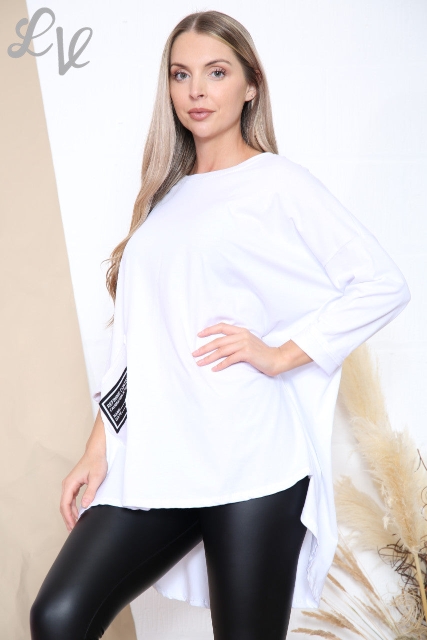 Ladies Badge Pocket Front Top White Unit Price £8.99