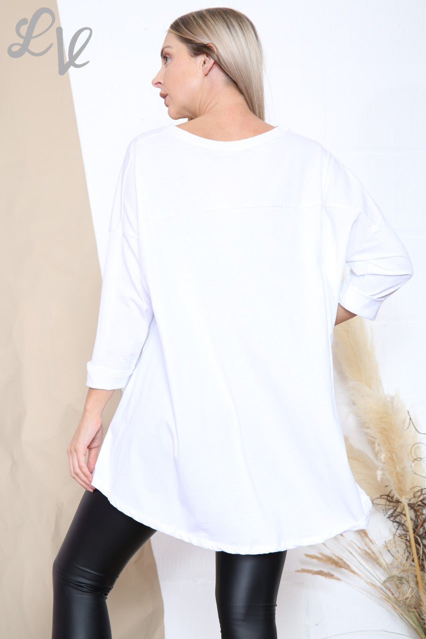 Ladies Badge Pocket Front Top White Unit Price £8.99