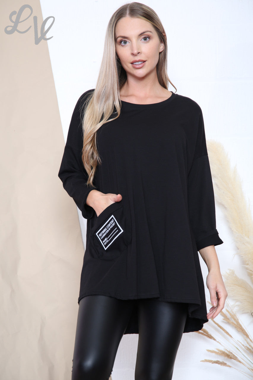 Dames Badge Top met Zakje Zwart Stukprijs € 8,99