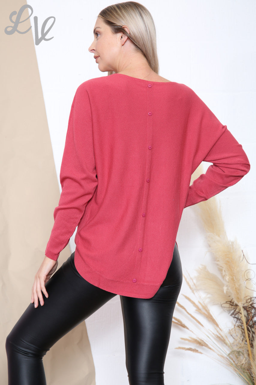 Ladies Sequin Pocket Detail Fine Knit Jumper Top Pink Unit Price £17.99