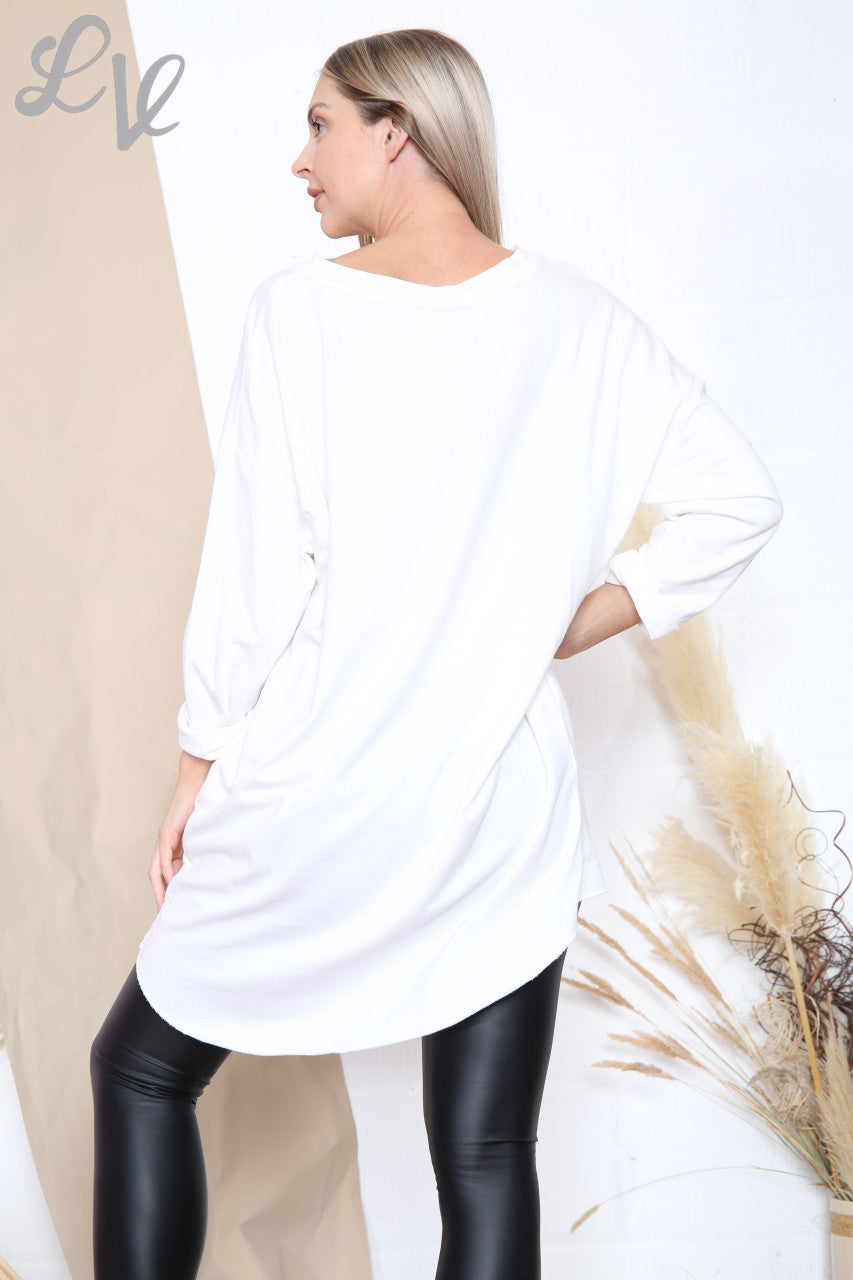 Dames Pailletten Ster Drops Tuniek Top Wit Prijs per stuk £ 12,99