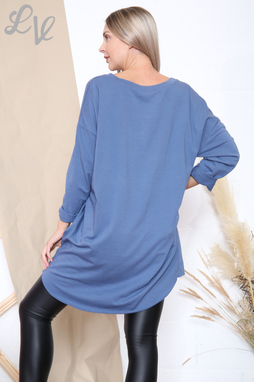 Ladies Sequin Star Drops Tunic Top Denim Unit Price £12.99