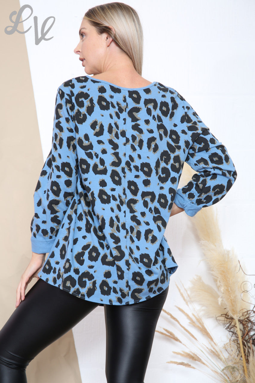 Ladies Leopard Print Asymmetrical Top Denim Unit Price WAS £12.99 NOW £4.99
