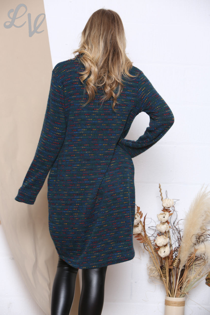 Dames Coltrui Meerkleurige Gebreide Tuniekjurk Blauw Prijs per stuk €7,99
