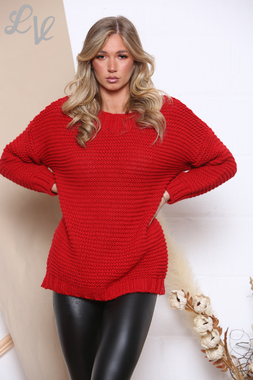 Ladies Knitted Jumper Red Unit Price £6.99