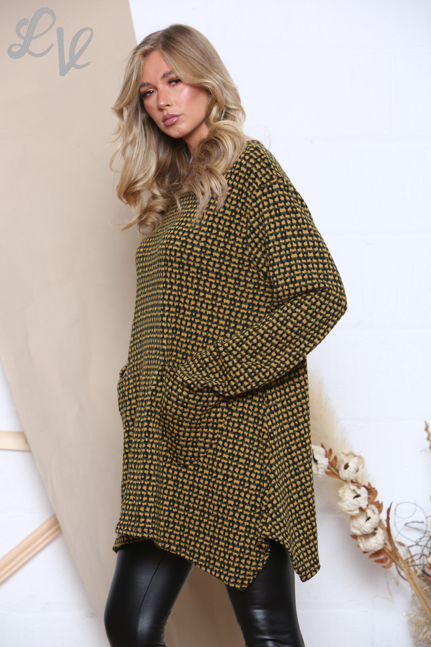 Ladies Pattern Knitted Jumper Mustard Unit Price £6.99