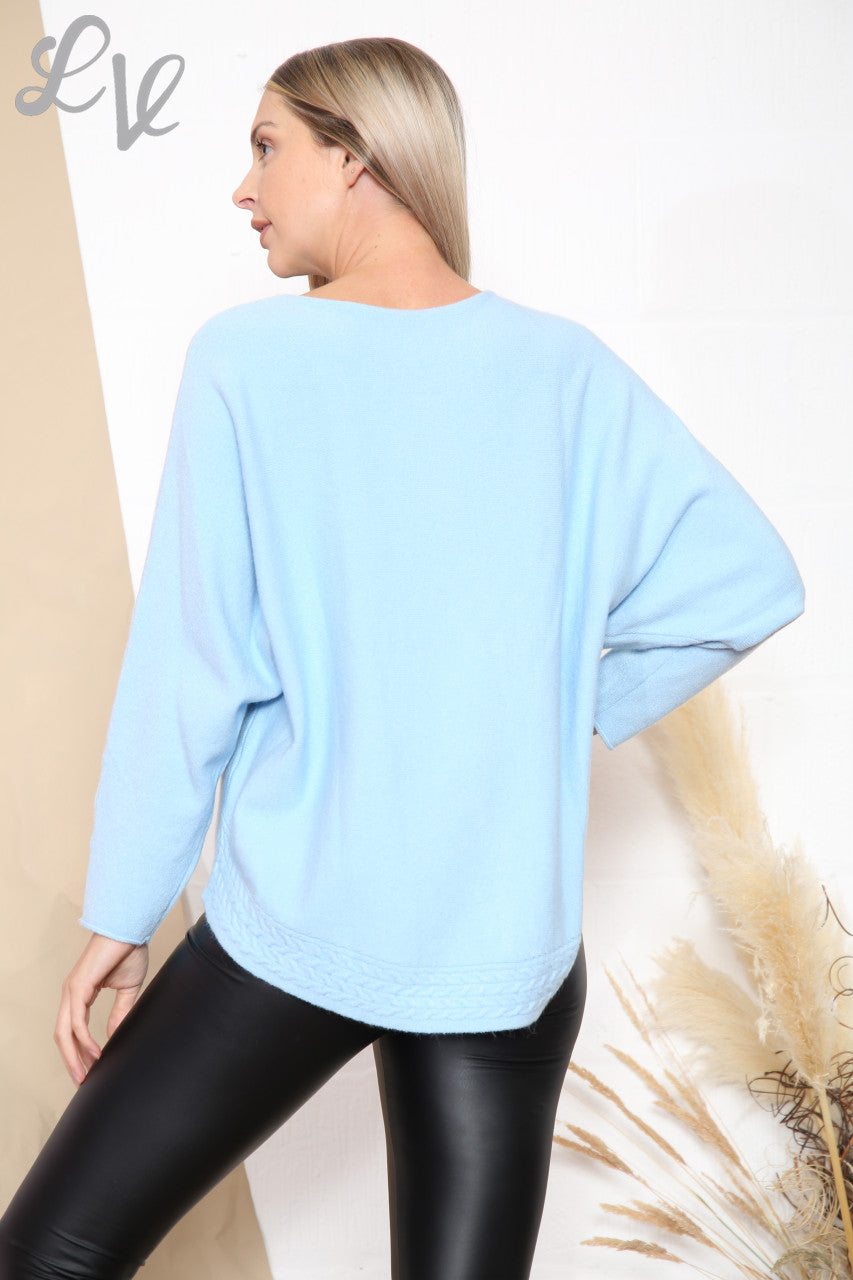 Dames Kabelgebreide Trui met Zoomdetails Lichtblauw Stukprijs € 17,99