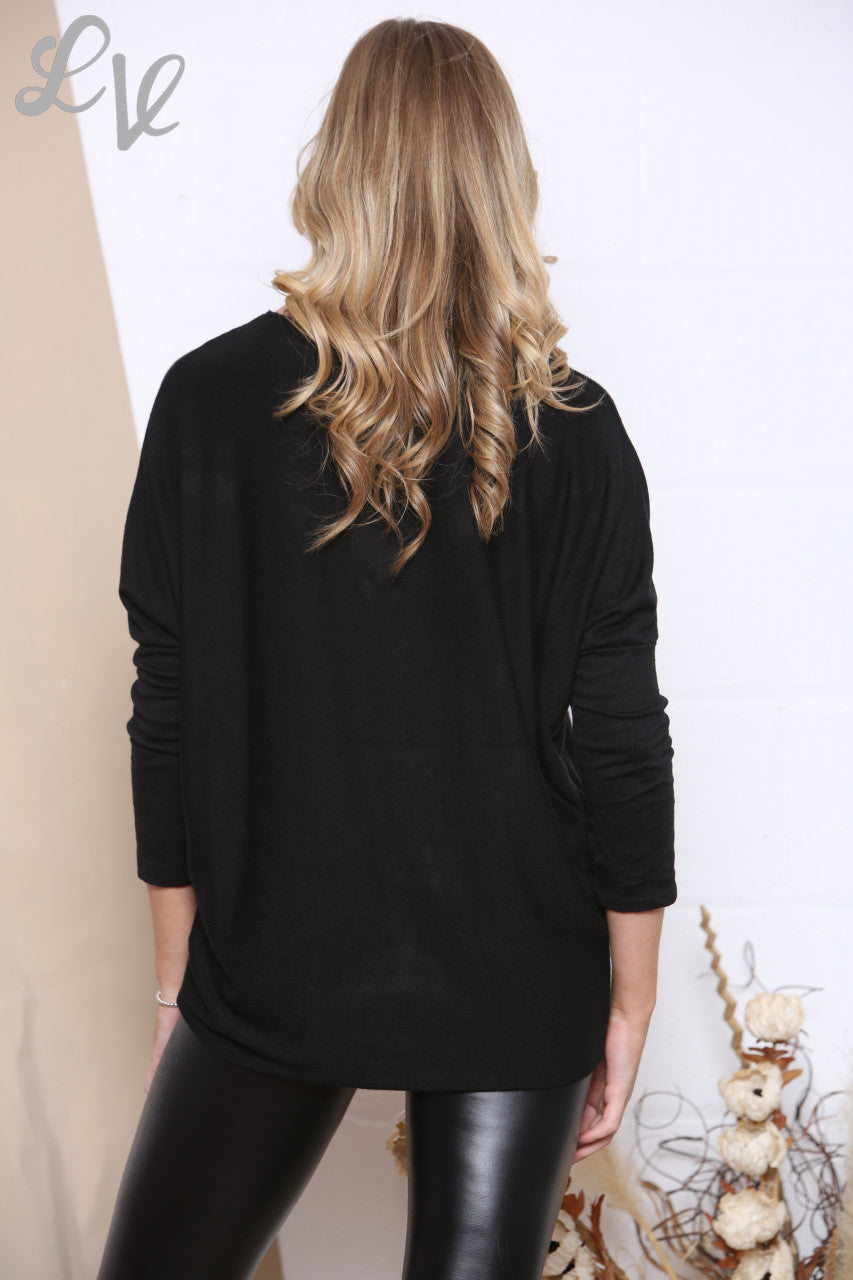 Dames Top met Pailletten Hart Zwart Stukprijs €9,99