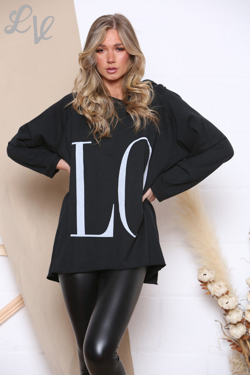 Ladies LOVE Hooded Top Black Unit Price £8.99