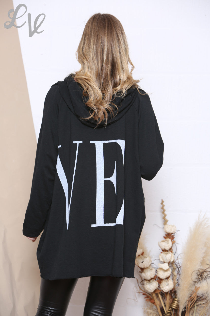 Ladies LOVE Hooded Top Black Unit Price £8.99