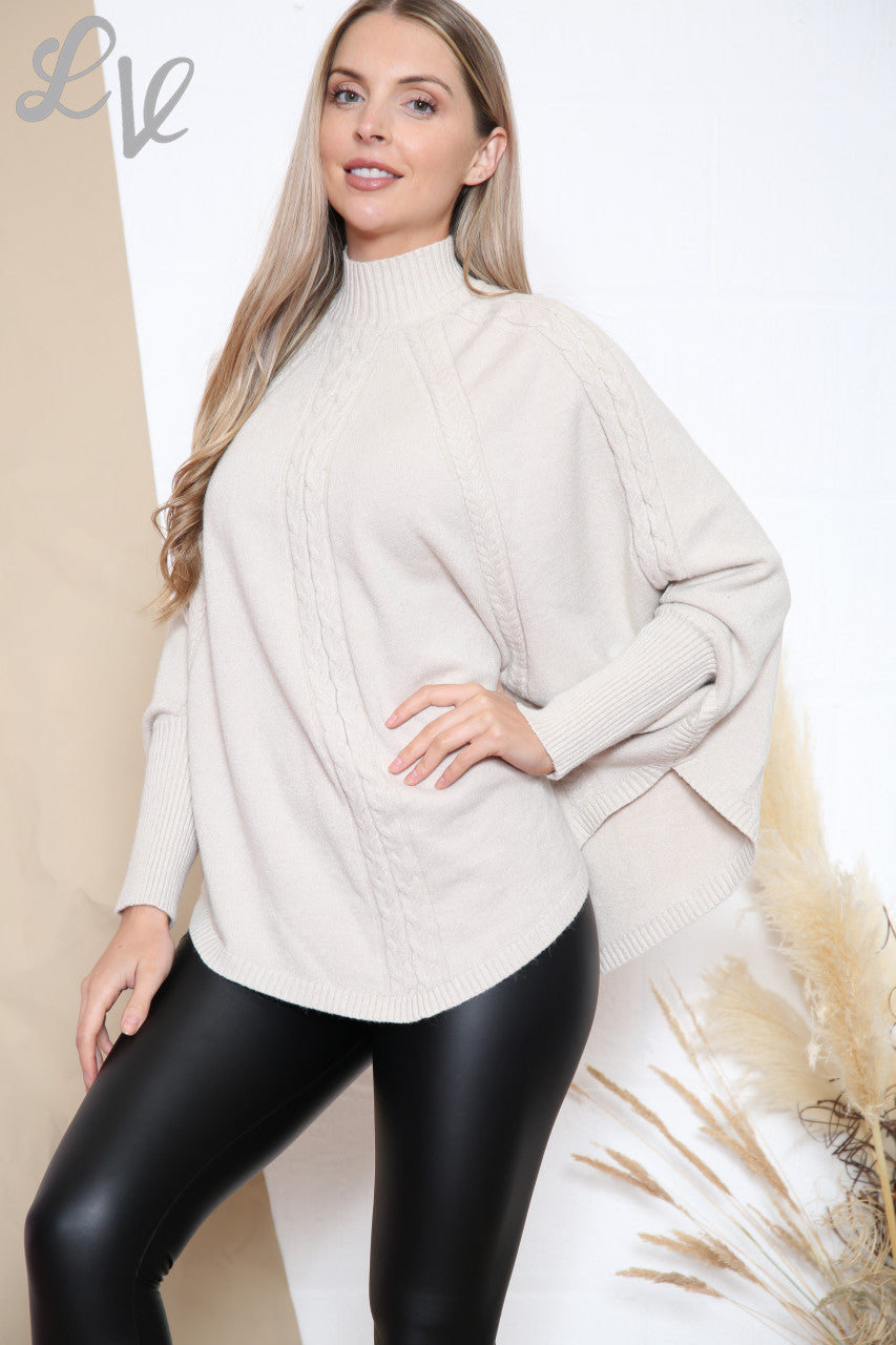 Dames Kabelgebreide Batwing Trui Top Steenstuk Prijs WAS € 17,99 NU € 13,99