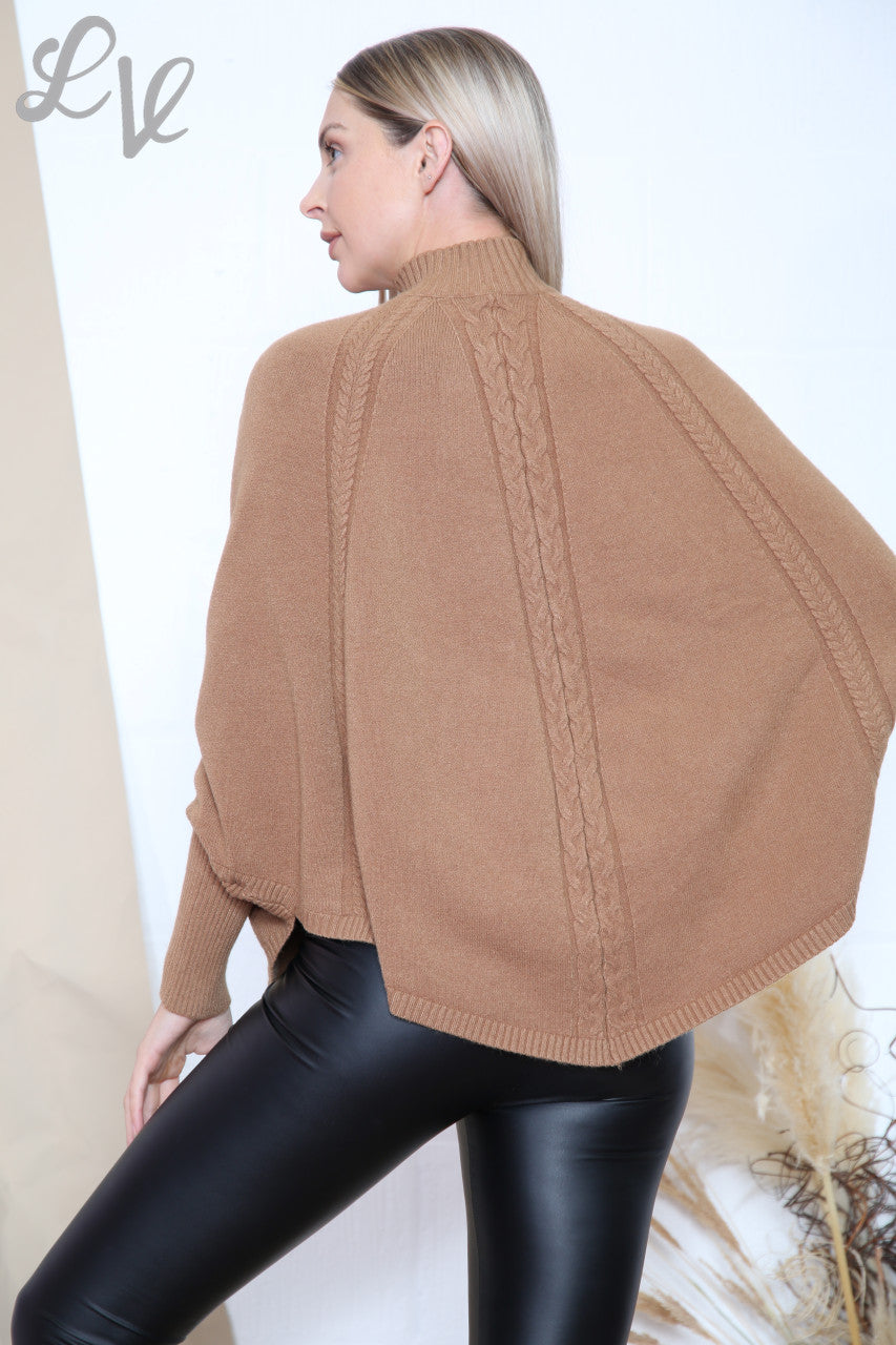 Ladies Cable Knit Detail Batwing Jumper Top Tan Unit Price WAS £17.99 NOW £13.99
