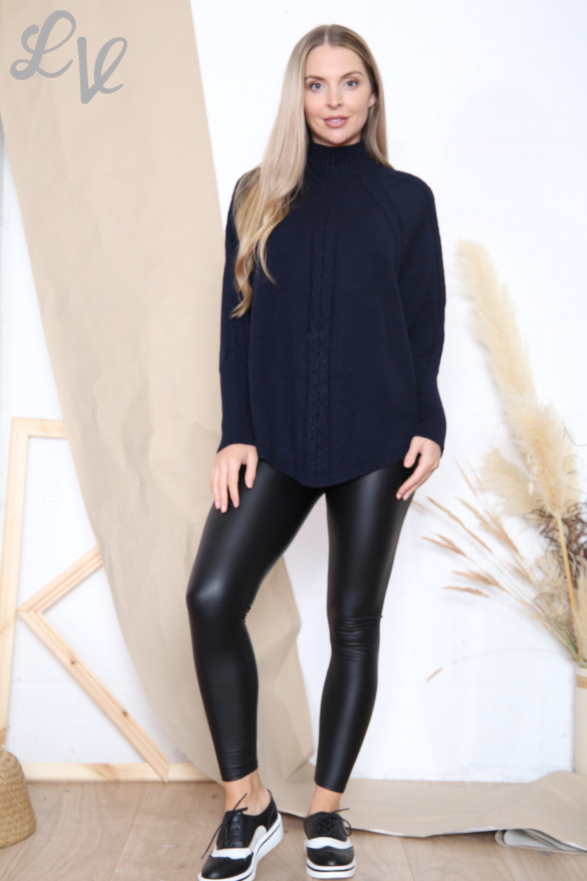 Dames kabelgebreide vleermuismouwen trui top zwart stukprijs WAS € 17,99 NU € 13,99