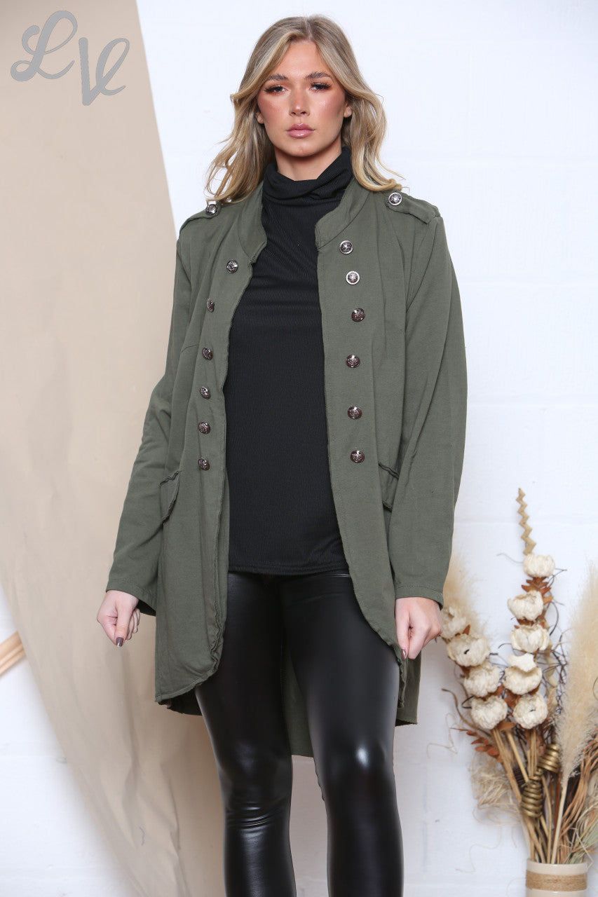 Ladies Plain Military Style Jacket Khaki Unit Price £16.99 NOW £11.99