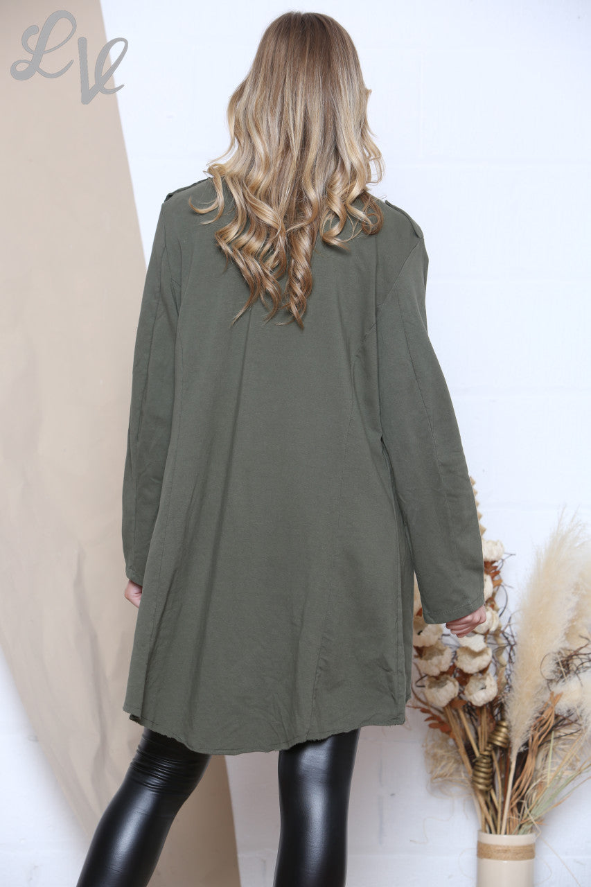 Ladies Plain Military Style Jacket Khaki Unit Price £16.99 NOW £11.99
