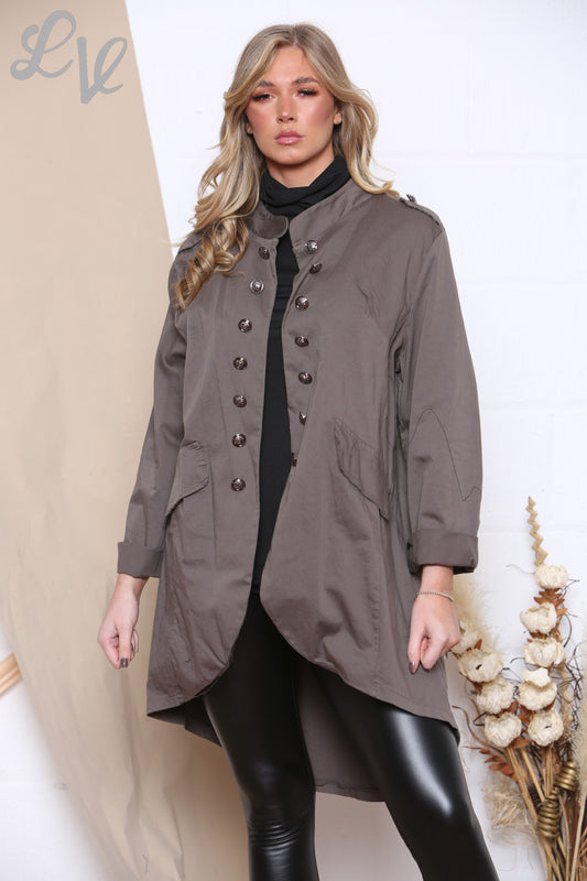 Damesjas Effen Militaire Stijl Bruin Prijs WAS € 16,99 NU € 11,99