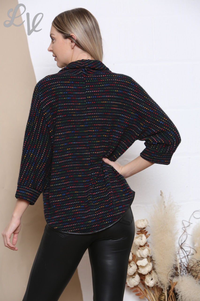 Ladies Multicoloured Knit Roll Neck Jumper Navy Unit Price WAS £10.99 NOW £6.99