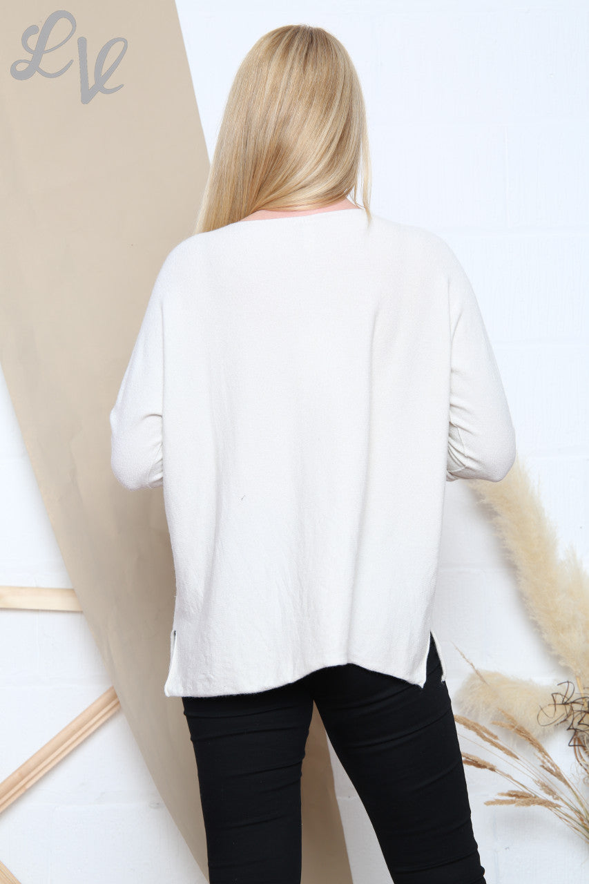 Dames Sequin Skull Fijne Gebreide Top Wit Stukprijs WAS €16,99 NU €8,99