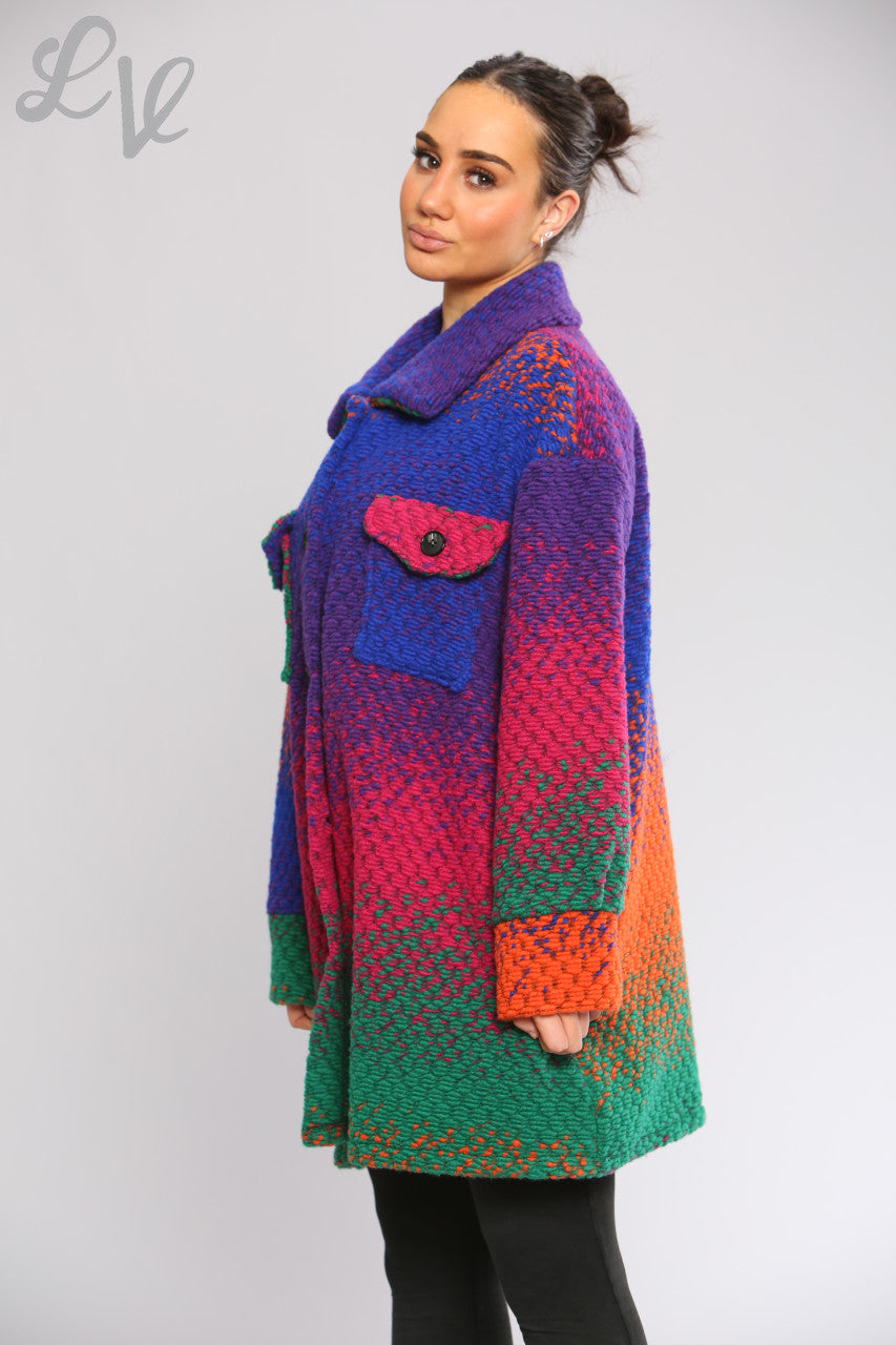 Ladies Wool Blend Rainbow Shacket Coat Green Unit Price WAS £16.99 NOW £9.99