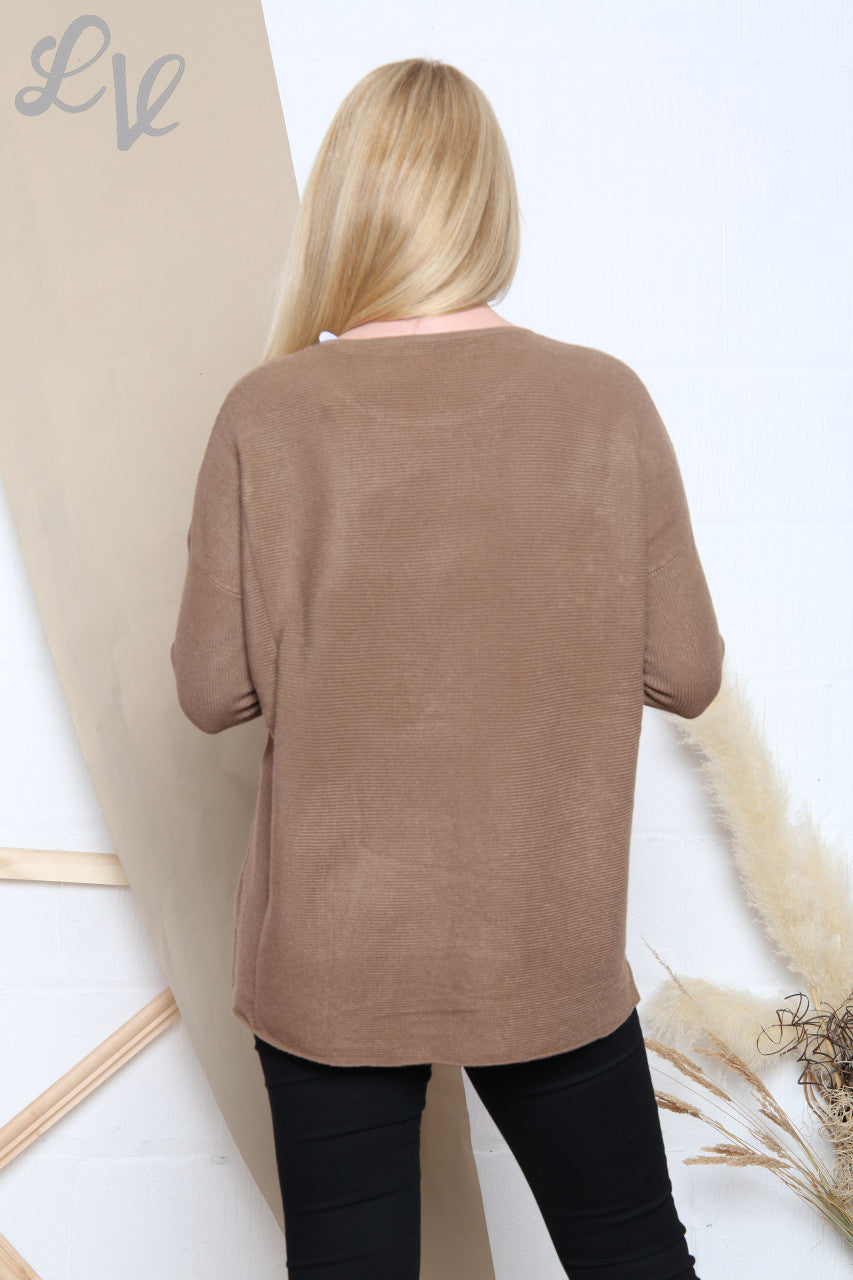 Ladies Sequin Stars Fine Knit Jumper Tan Unit Price £16.99