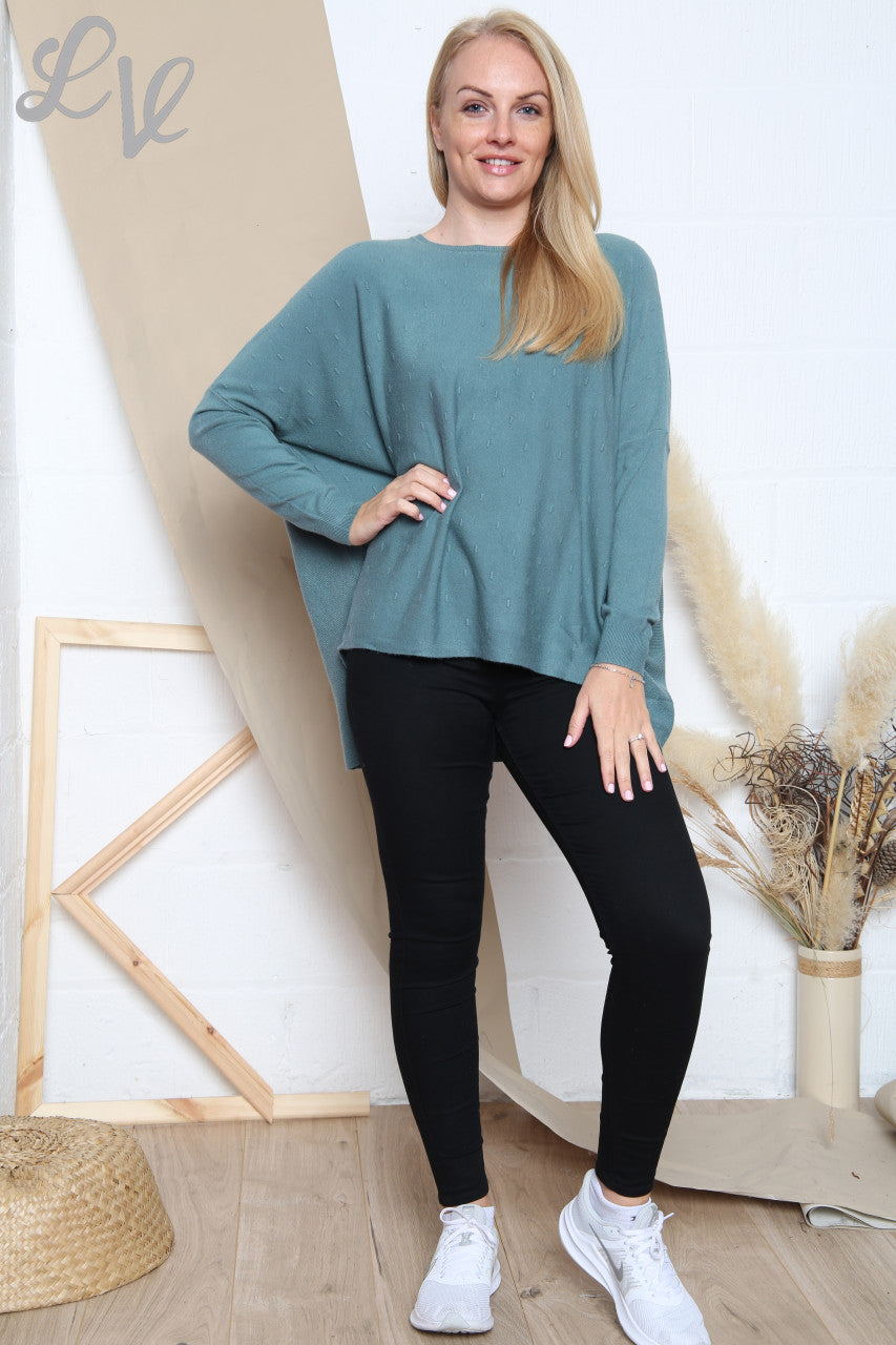 Ladies Imprint Detail Fine Knit Jumper Tiffany Unit Price £14.99