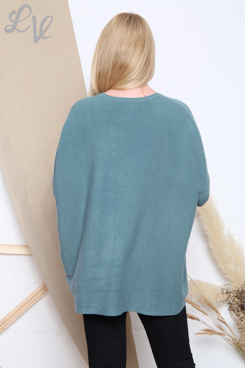 Ladies Imprint Detail Fine Knit Jumper Tiffany Unit Price £14.99