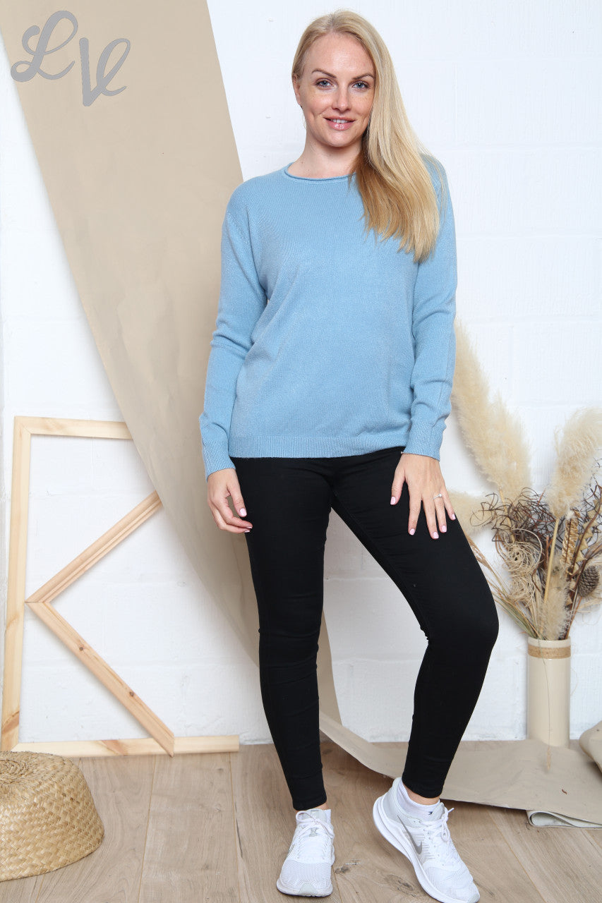 Ladies Sequin Lattice Back Fine Knit Jumper Denim Unit Price WAS £16.99 NOW £7.99