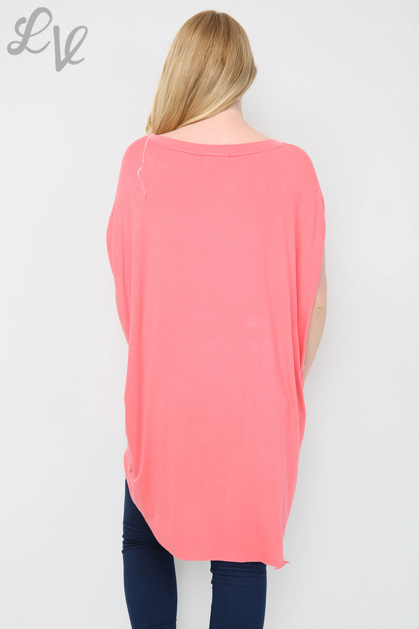 Dames Effen Tuniektop Koraal Stukprijs €5,99