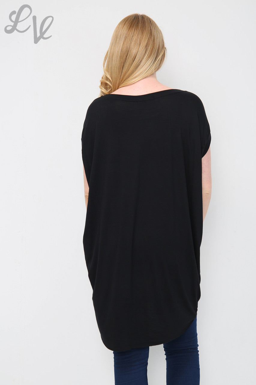 Dames Effen Tuniek Top Zwart Stukprijs €5,99