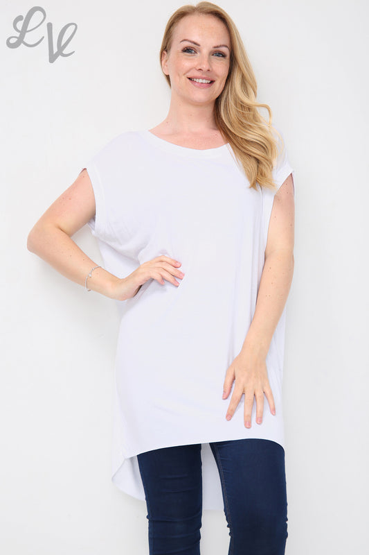 Ladies Plain Tunic Top White Unit Price £5.99
