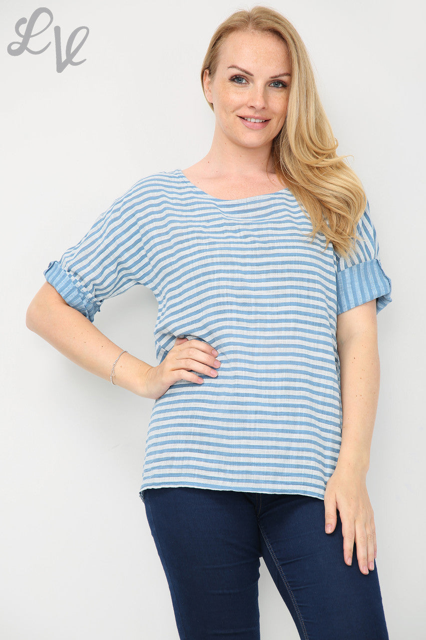 Ladies Narrow Striped Top Denim Unit Price £7.99